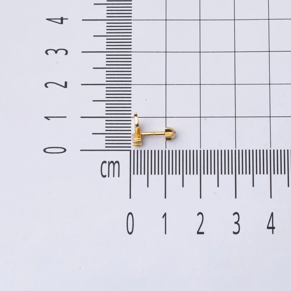 14 Ayar Altın Piercing Tragus Küpe - 5
