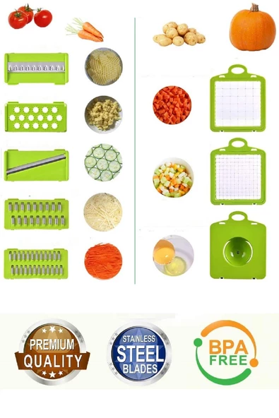 Tilbe Home Çok Fonksiyonlu Sebze Doğrayıcı Lüx Rende Hazneli Sebze Patates Dilimleyici Doğrayıcı Mutfak Seti - 5
