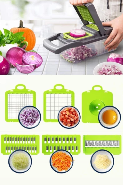 Tilbe Home Çok Fonksiyonlu Sebze Doğrayıcı Lüx Rende Hazneli Sebze Patates Dilimleyici Doğrayıcı Mutfak Seti - 6