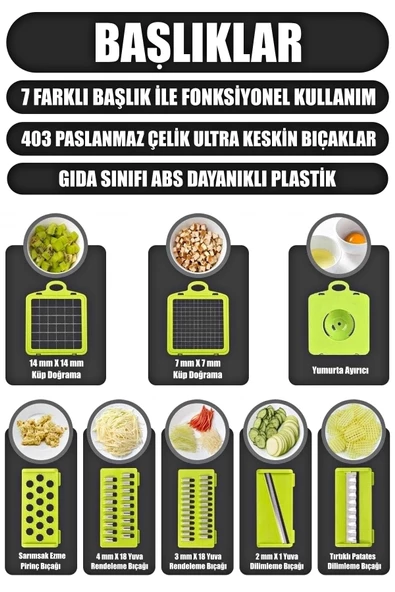 Vegetable Chopper Küp Rende Hazneli Sebze Doğrayıcı Dicer Dilimleyici Kesici Fonksiyonel Mutfak Set - 2