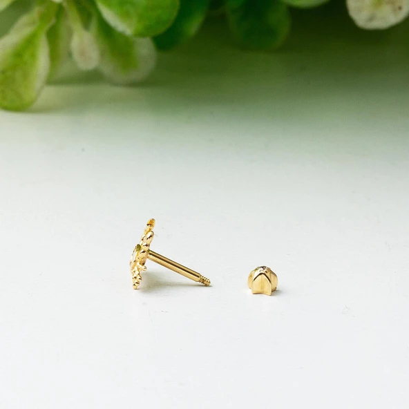 14 Ayar Altın Yengeç Tragus Küpe - 3