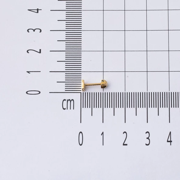 14 Ayar Altın Kare Tragus Küpe - 5