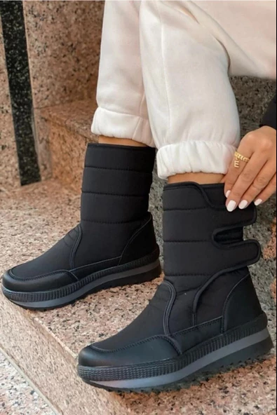 Cem Pekşen Unisex Kadın - Erkek - Çocuk Kar Botu Içi Kürklü Cırt Cırtlı Kaymaz Taban Ayakkabı 802 - 2