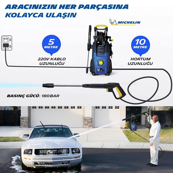 Michelin MPX30EHB 3000Watt 180Bar İndüksiyon Motorlu Profesyonel Basınçlı Yıkama - Resim 12