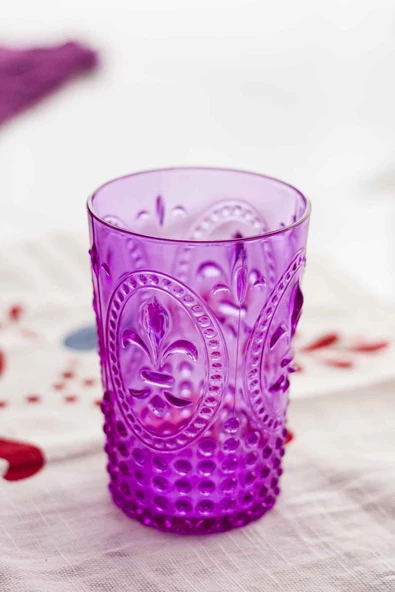 Akrilik Mor Kısa Bardak & Su Meşrubat Kahve Yanı Bardağı 400 ml ( Cam Değildir )
