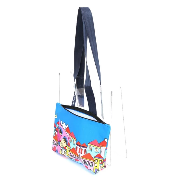Biggdesign Owl And City Şeffaf Alışveriş ve plaj çantası - 2