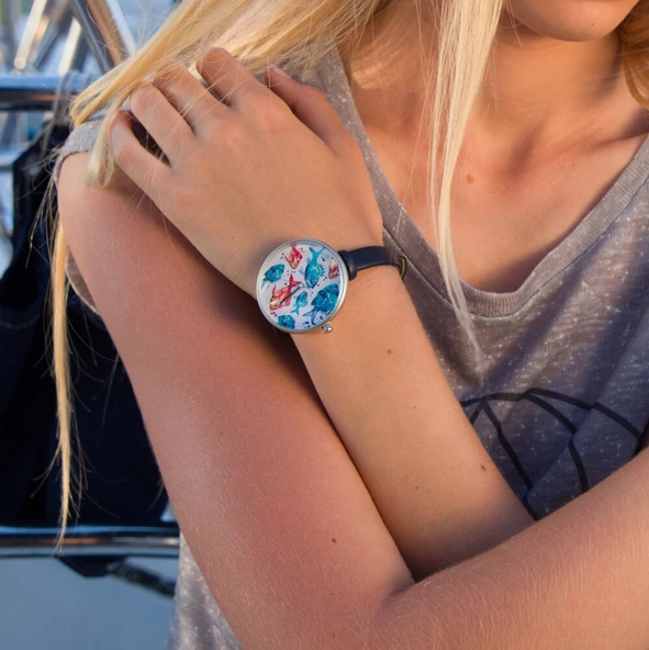 Anemoss Akvaryum Kadın Deri Kol Saati - Resim 5