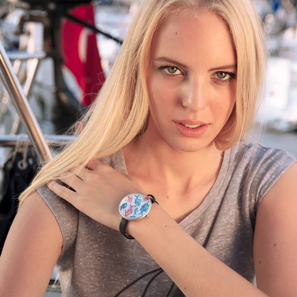 Anemoss Akvaryum Kadın Deri Kol Saati - Resim 4