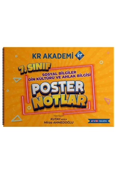 7. Sınıf Sosyal Bilgiler - Din Kültürü ve Ahlak Bilgisi Poster Notlar Kr Akademi Yayınları