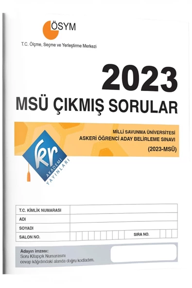2023 MSÜ Çıkmış Sorular Tıpkı Basım Kitapçığı KR Akademi Yayınları