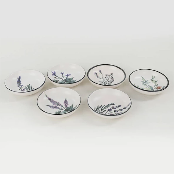 Keramika Keraart Çiçek Bahçesi Halka Çerezlik/Sosluk 13 Cm 6 Adet - 18938/43 - 2