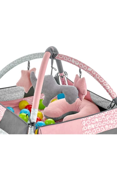 Babyjem 3 Fonksiyonlu Bebek Oyun Jimnastik Halısı Pembe - 2