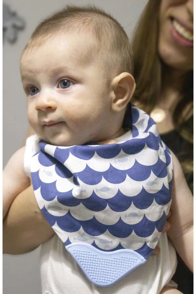 Babyjem Diş Kaşıyıcılı Poplin Fular Önlük Kahve Balıklı - 2