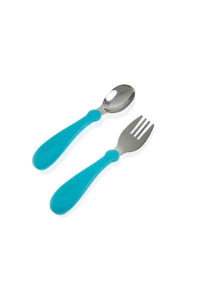 Babyjem Paslanmaz Çelik Çatal Kaşık Seti / Turkuaz - 4