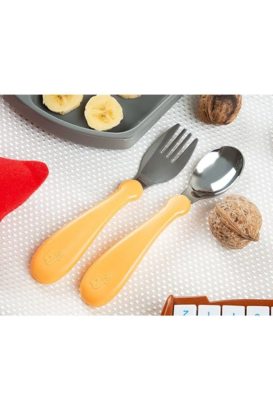 Babyjem Paslanmaz Çelik Çatal Kaşık Seti / Somon - 3