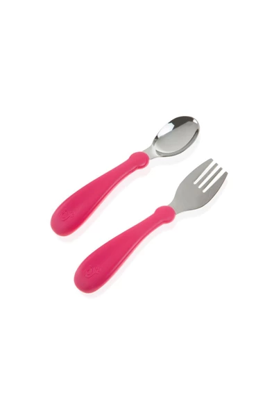 Babyjem Paslanmaz Çelik Çatal Kaşık Seti / Pembe - 4