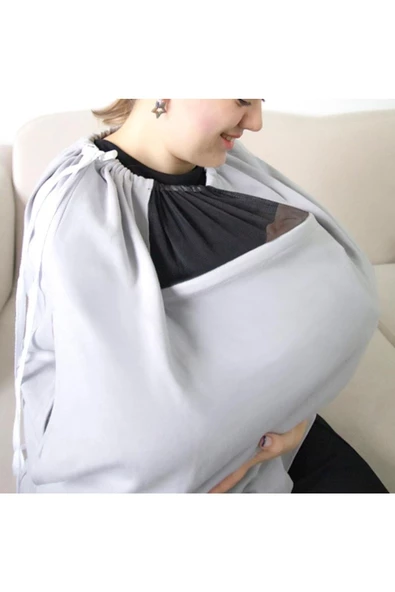 Babyjem Tül Pencereli Emzirme Önlüğü 735 Gri - 2