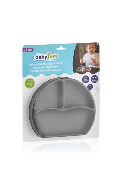 Babyjem Vakum Tabanlı Silikon Tabak Gri - Bpa Içermez - 2