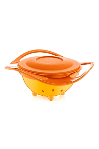 Babyjem Dökülmeyen Tabak Turuncu & Mama Kaşık Çatal Takımı Turuncu - Resim 4