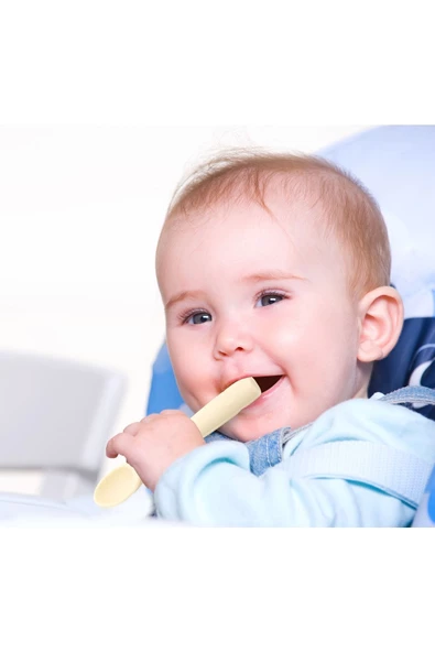 Babyjem Diş Kaşıyıcılı Silikon Kaşık Ekru - Bpa & Pvc & Latex & Plastik Içermez. - Resim 6