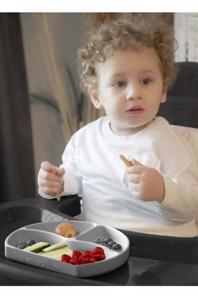 Babyjem Vakum Tabanlı Silikon Tabak Gri - Bpa Içermez - 5
