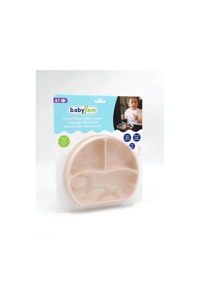 Babyjem Vakum Tabanlı Silikon Tabak Ekru - Bpa Içermez - Resim 2