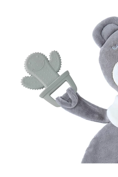 Babyjem Gri Düz Kafa Yastığı + Diş Kaşıyıcılı Uykucu Ayıcık Gri - 4