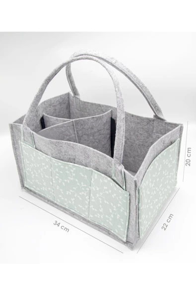 Babyjem Keçe Anne Bebek Bakım Çantası Yeşil Çiçek - 3