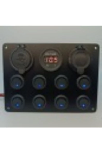 HT MARIN   Switch Panel 8'li Usb, Çakmaklık, Voltmetre, Işıklı Sigortasız