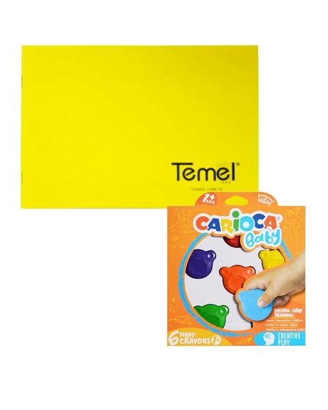 Temel Resim Defteri ve Carioca Teddy Mum Boya 2li Set