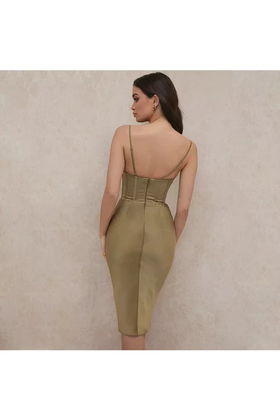 Modatalika Kadın Korseli Dekolte Detaylı Gece Elbisesi - Resim 5