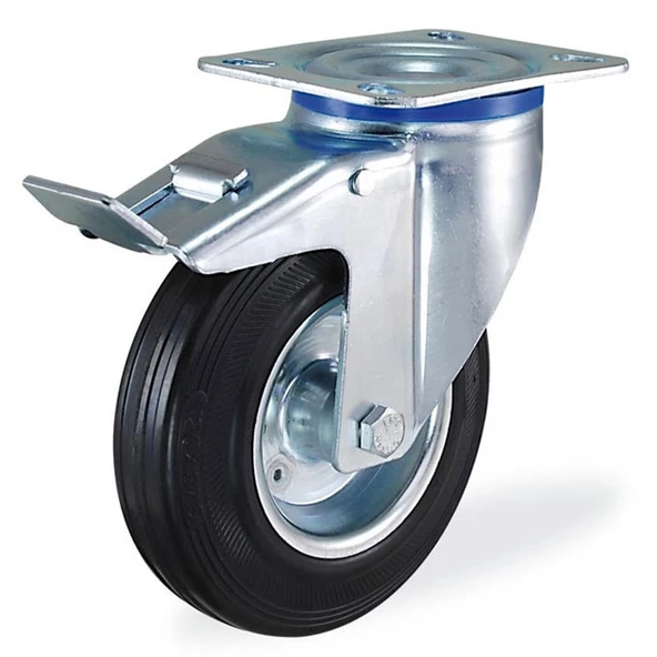 Kama Frenli Oynak Tablalı 150x40 mm Teker Siyah Burçlu Ağır Yük Tekeri - 3