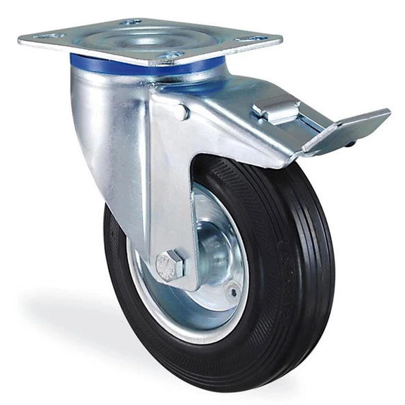 Kama Frenli Oynak Tablalı 150x40 mm Teker Siyah Burçlu Ağır Yük Tekeri