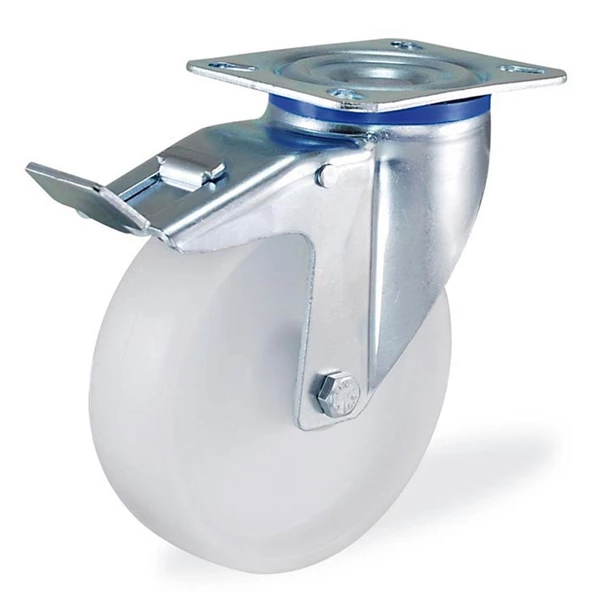 Kama Frenli Oynak Tablalı 125x40 mm Teker Poliamid Beyaz Burçlu Ağır Yük Tekeri - Resim 3