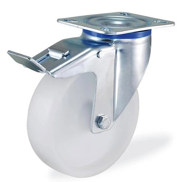 Kama Frenli Oynak Tablalı 200x50 mm Teker Poliamid Beyaz Burçlu Ağır Yük Tekeri - 3