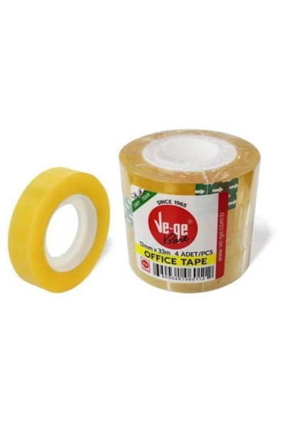 Ve-ge Selefon Bant Office Tape 12mm X 33mt (4 Lü Paket)