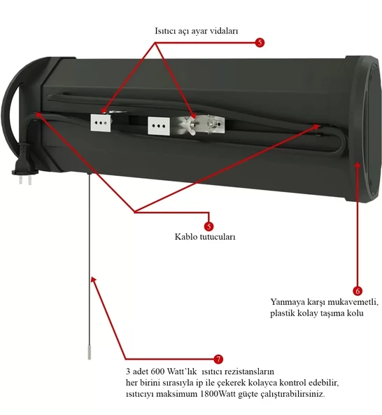 Mirkraft Essby 1800 W Duvar Tipi infrared Elektrikli Isıtıcı - 3