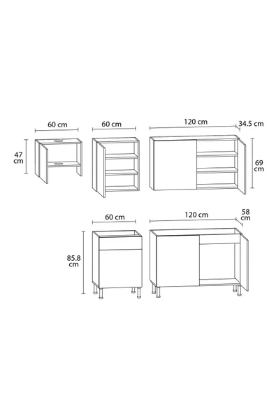 Mobilique 240cm Ahşap Desenli Tezgahsız Hazır Mutfak - 3