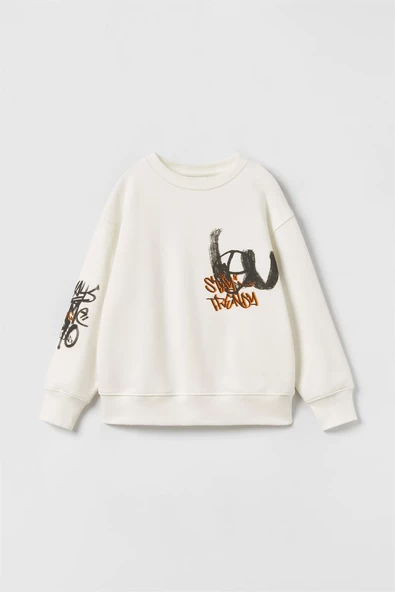 ERKEK ÇOCUK BİSİKLET YAKA DESENLİ PAMUK SWEAT - 4