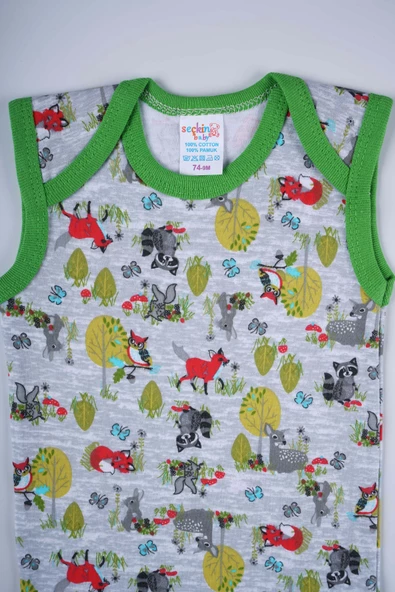 SEÇKİN PAMUK DESENLİ BEBEK ASKILI ÇITÇITLI BADİ ZIBIN - 4