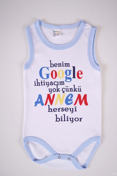 YENİ SEZON GOOGLE ANNEM YAZILI PAMUK BEBEK BADİ ZIBIN