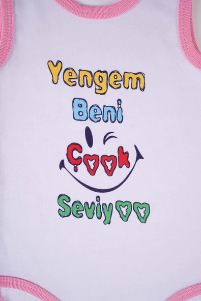 YENİ SEZON YENGEM BENİ ÇOK SEVİYO YAZILI PAMUK BEBEK BADİ ZIBIN - Resim 8