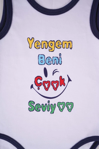 YENİ SEZON YENGEM BENİ ÇOK SEVİYO YAZILI PAMUK BEBEK BADİ ZIBIN - Resim 2