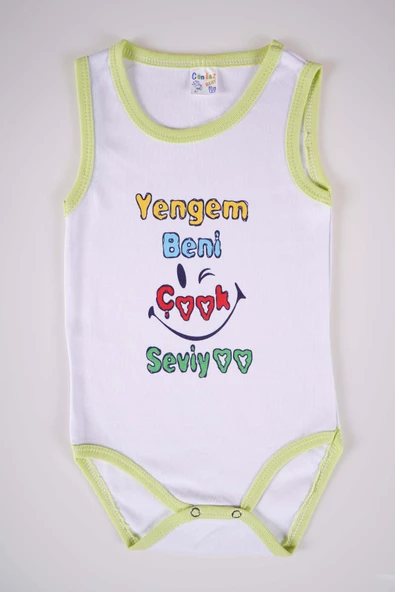 YENİ SEZON YENGEM BENİ ÇOK SEVİYO YAZILI PAMUK BEBEK BADİ ZIBIN - Resim 3