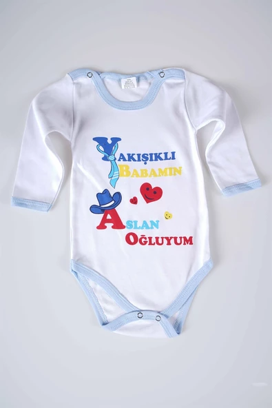 YENİ SEZON YAKIŞIKLI BABAMIN ASLAN OĞLUYUM YAZILI BEBEK ÇOCUK UZUN KOL PAMUK BADY ZIBIN