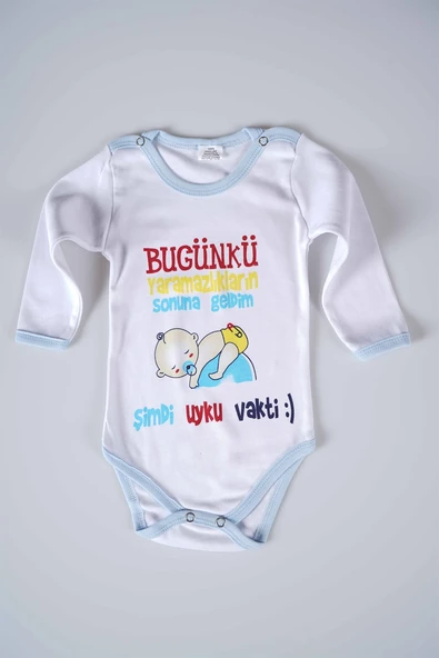 YENİ SEZON BUGÜNKÜ YARAMAZLIKLARIN SONUNA GELDİM YAZILI BEBEK ÇOCUK UZUN KOL PAMUK BADY ZIBIN - 4