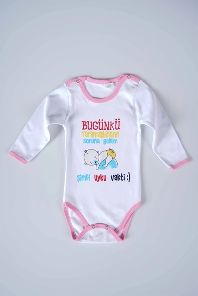 YENİ SEZON BUGÜNKÜ YARAMAZLIKLARIN SONUNA GELDİM YAZILI BEBEK ÇOCUK UZUN KOL PAMUK BADY ZIBIN - 6