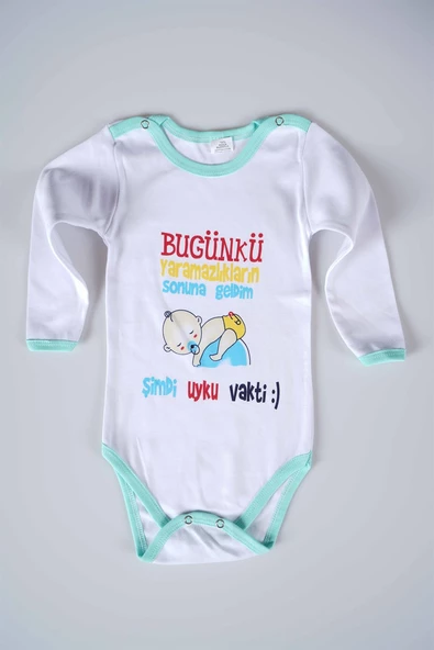 YENİ SEZON BUGÜNKÜ YARAMAZLIKLARIN SONUNA GELDİM YAZILI BEBEK ÇOCUK UZUN KOL PAMUK BADY ZIBIN - 10
