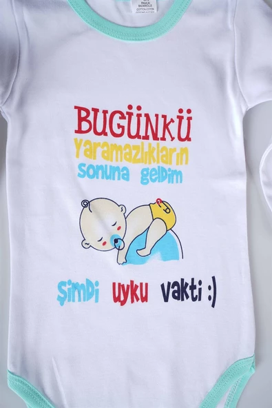 YENİ SEZON BUGÜNKÜ YARAMAZLIKLARIN SONUNA GELDİM YAZILI BEBEK ÇOCUK UZUN KOL PAMUK BADY ZIBIN - 11