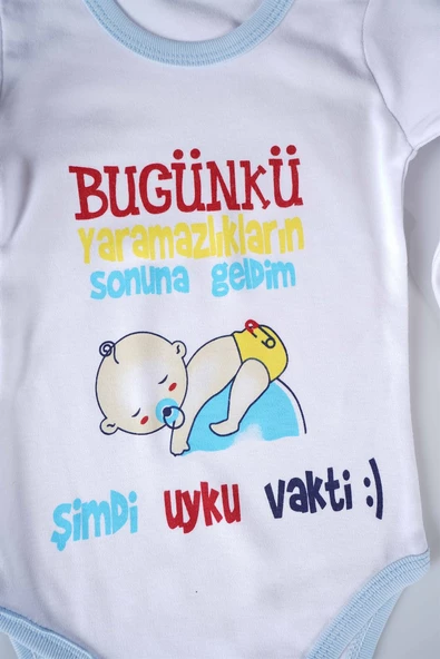 YENİ SEZON BUGÜNKÜ YARAMAZLIKLARIN SONUNA GELDİM YAZILI BEBEK ÇOCUK UZUN KOL PAMUK BADY ZIBIN - 2